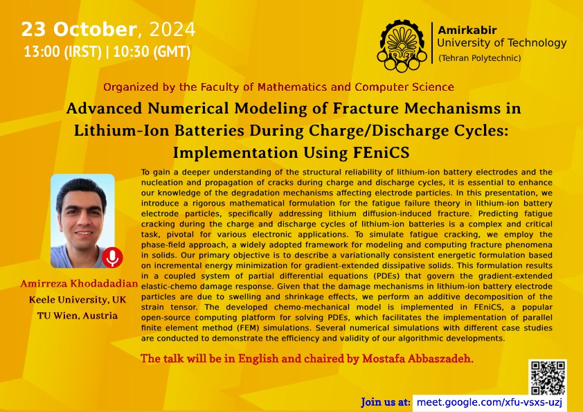 Advanced Numerical Modeling of Fracture Mechanisms in Lithium-Ion Batteries During Charge/Discharge Cycles:Implementation Using FEniCS
